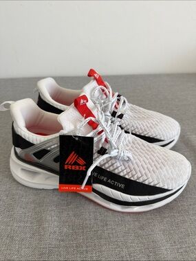 RBX White, Black & Red Mesh Running Shoes